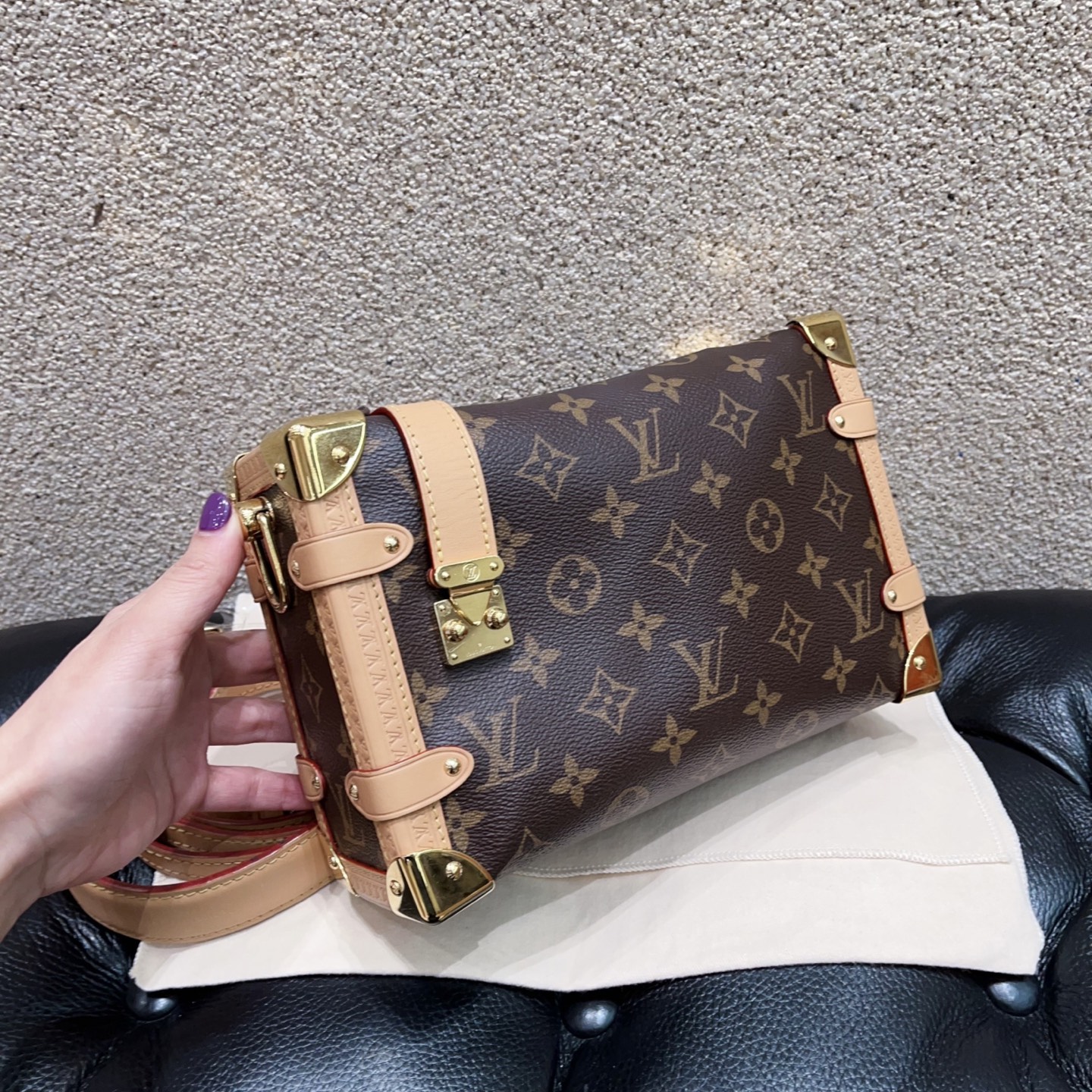 99新 LouisVuitton/路易威登 Side trunk中号芯片款手提单肩斜挎