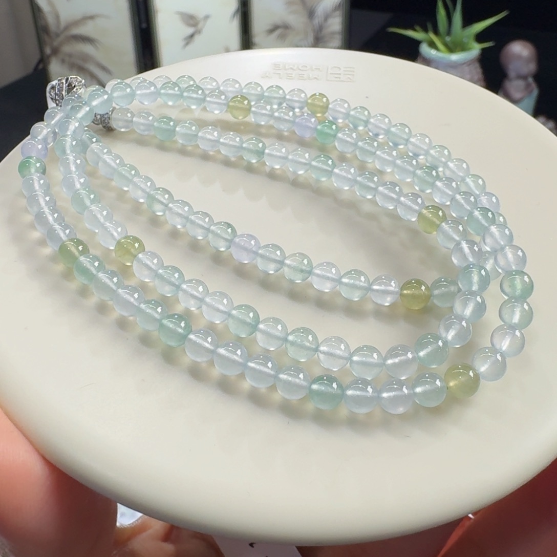 未镶嵌手链翡翠炸光马卡龙多宝长串4.6mm