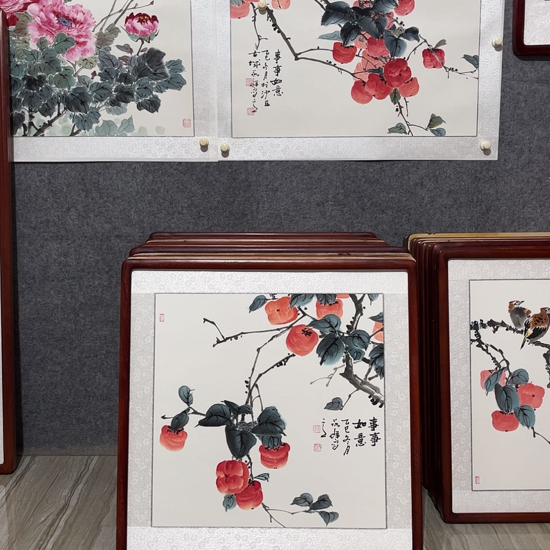 国画书画作品带框63×63