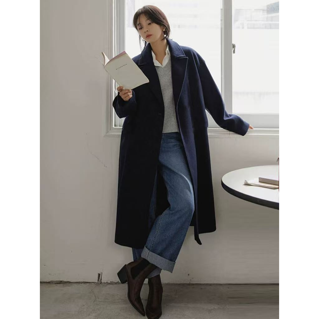 358 毛呢大衣女宽松新款高级感韩版长款外套加厚A1-1-2-3