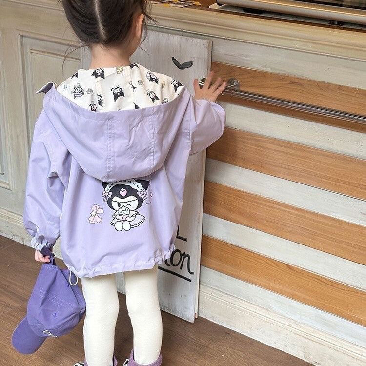 中小童春季韩版卡通动漫两面穿拉链春秋款普通外套女秋季儿童