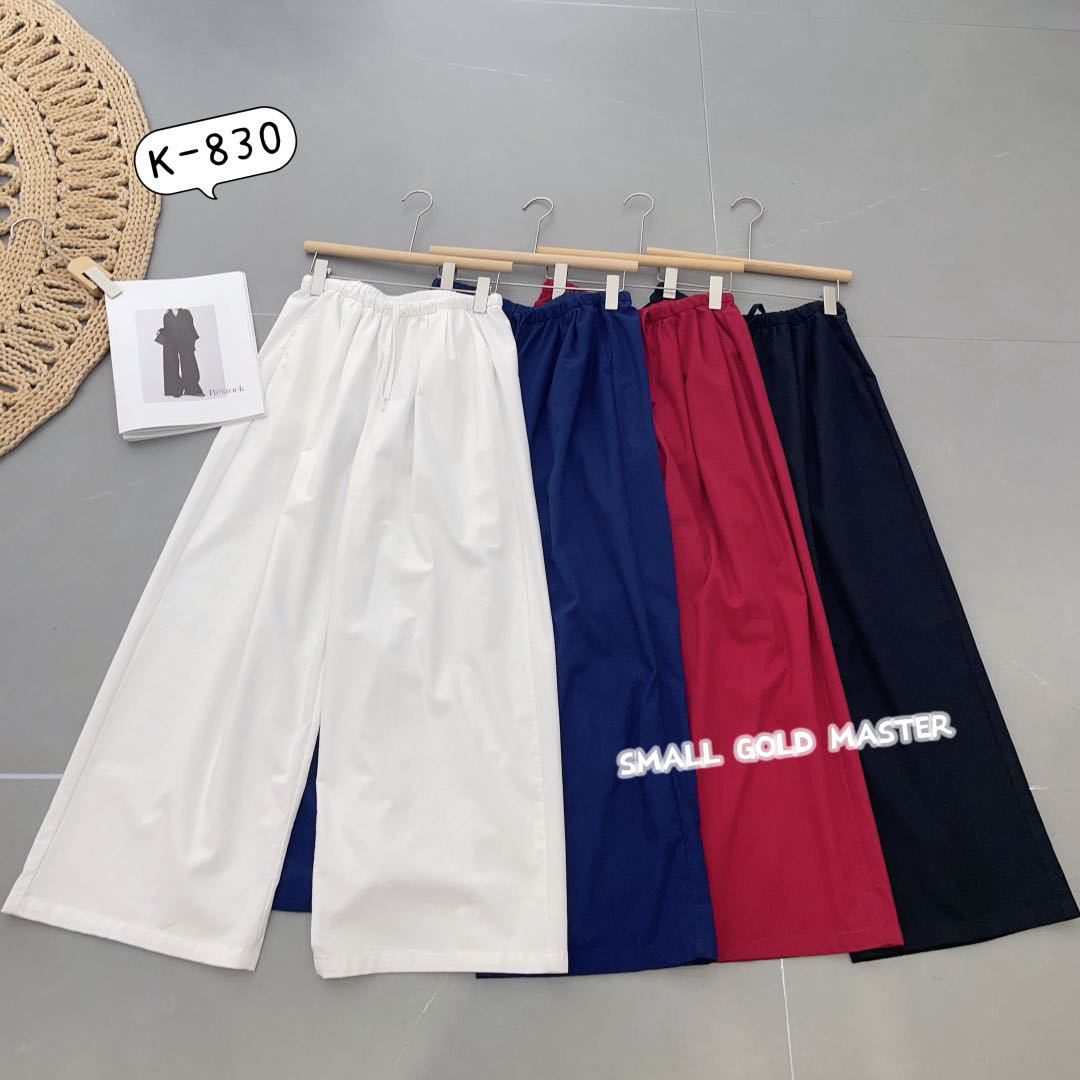 0181【夏季新款】腰捏褶慵懒宽松显瘦百搭纯色亚麻阔腿裤（830）