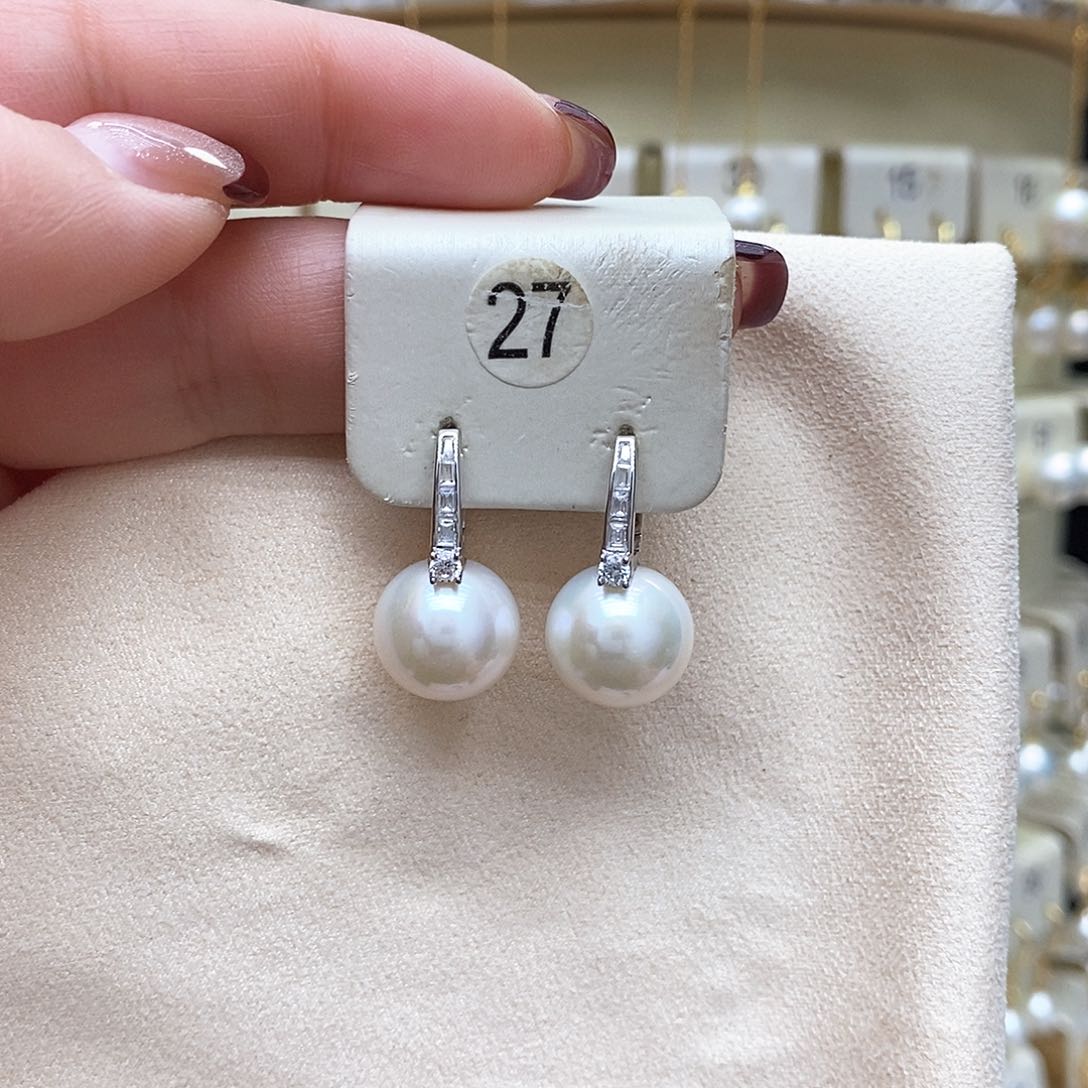淡水珍珠耳饰银S925镶嵌