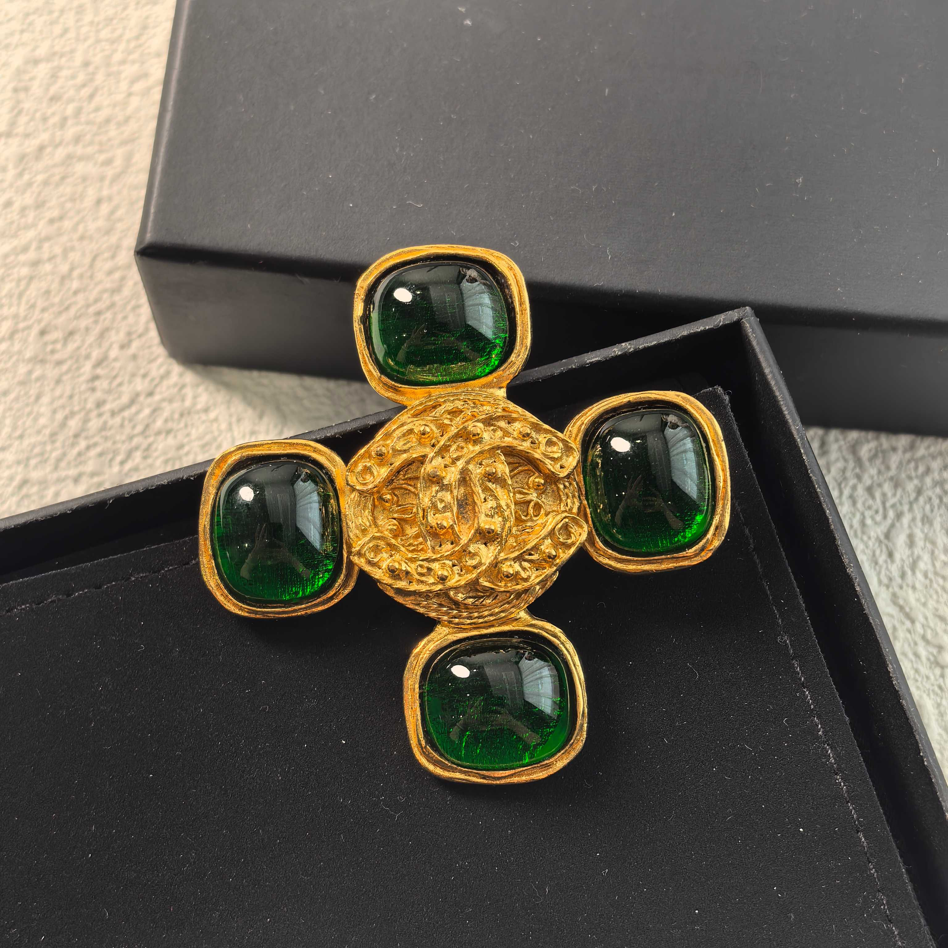 95新 Chanel/香奈儿 泡泡中古 Chanel 绿琉璃葡萄藤胸针