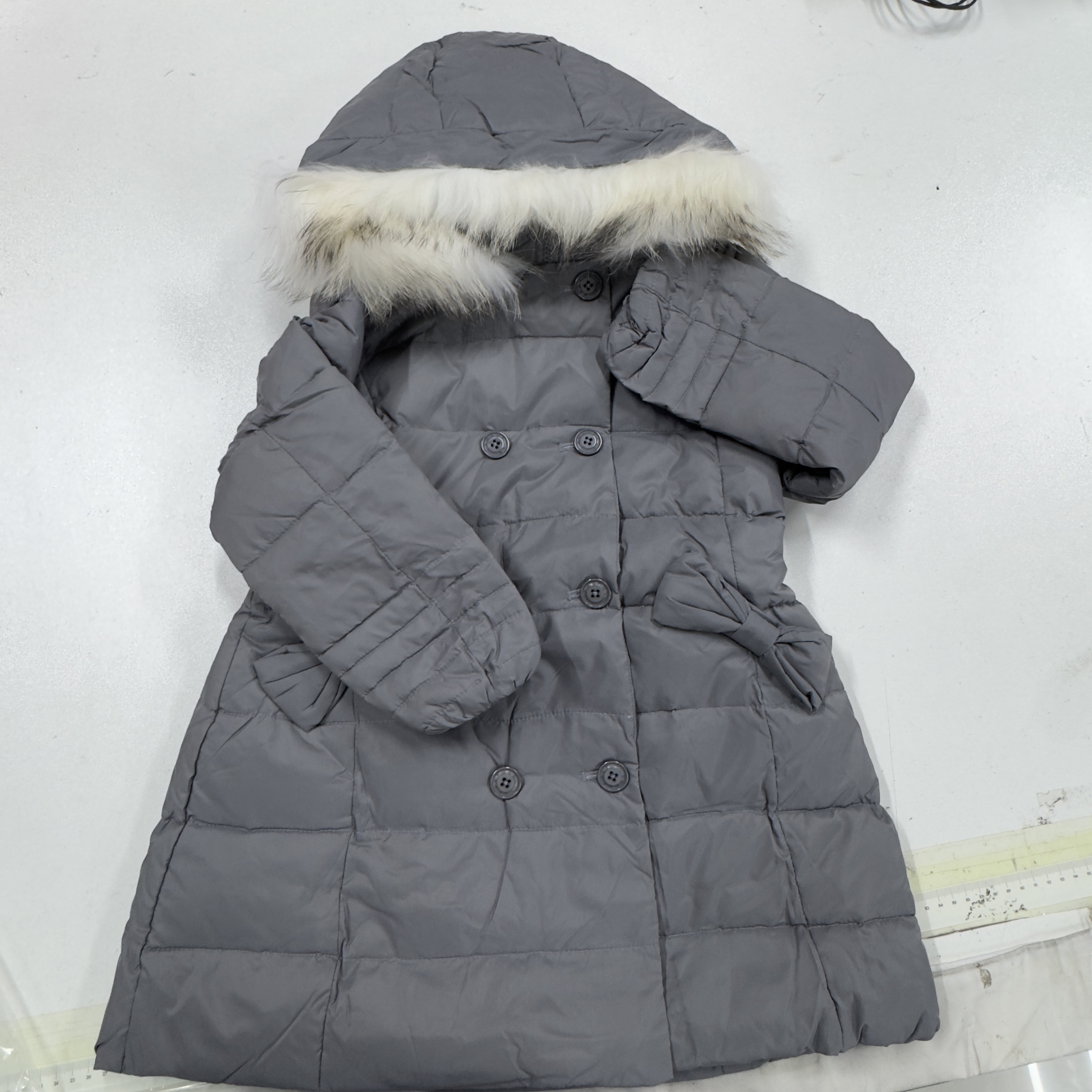 女童毛领长版冬款保暖外套