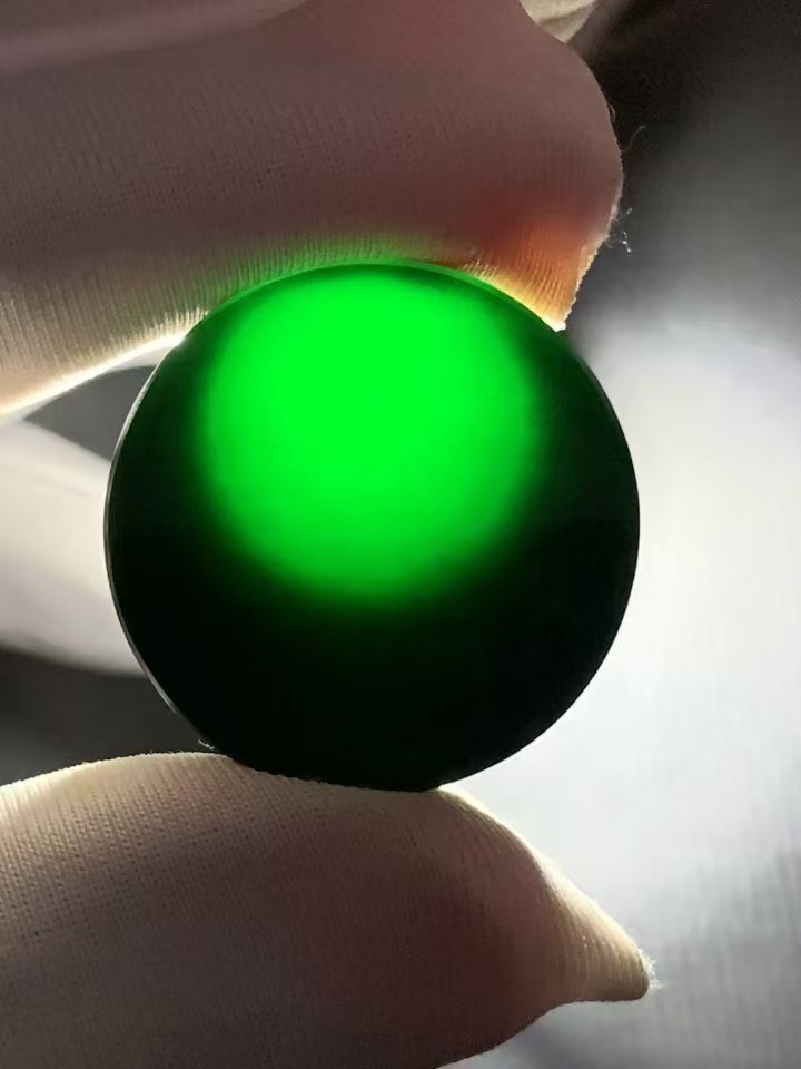 天然缅甸翡翠冰种墨翠圆牌无事牌裸石简约时尚气质