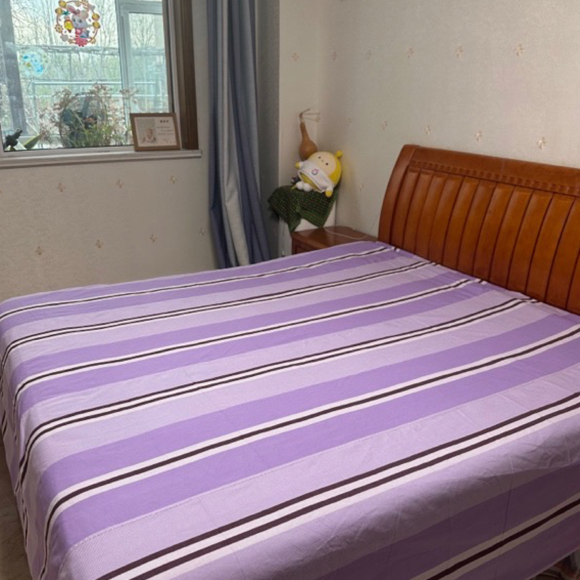 手工老粗布床单梦幻紫色条纹