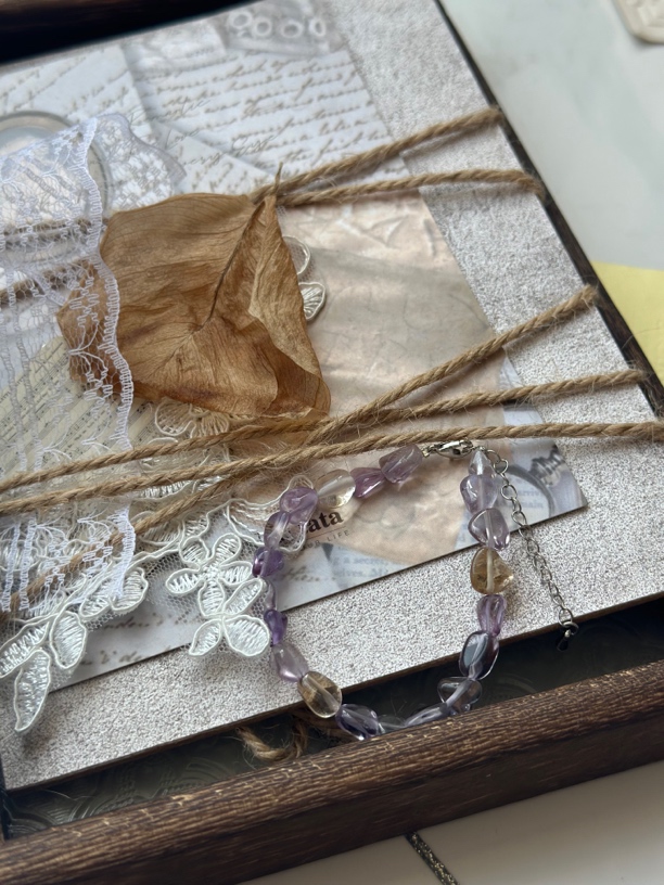 天然紫黄水晶随型冰透净体手串手链女士款紫晶手饰