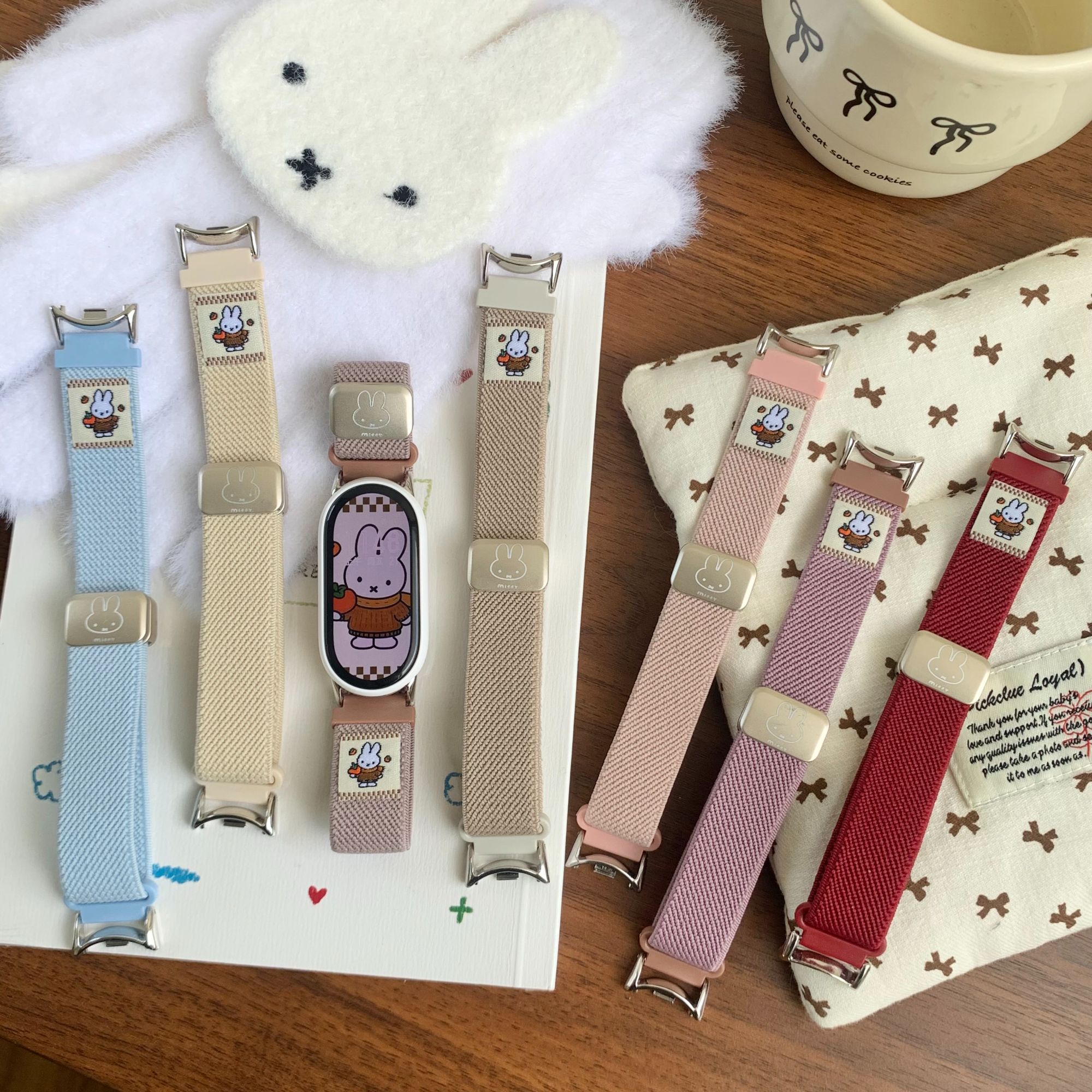 适用苹果S11华为GT6小米10/9/8米菲兔iWatch尼龙磁吸fit4/3手表带