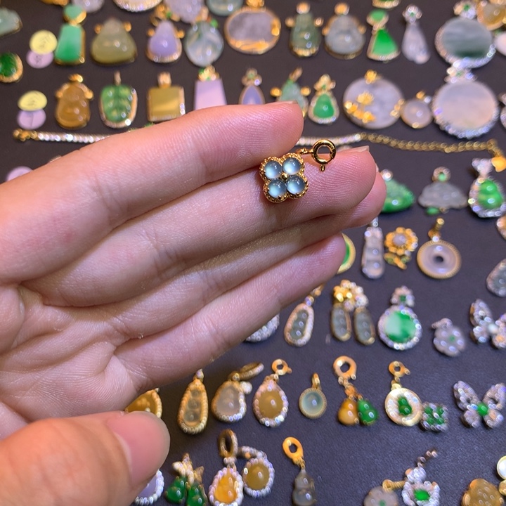 翡翠银S925镶嵌颈饰天然a货翡翠