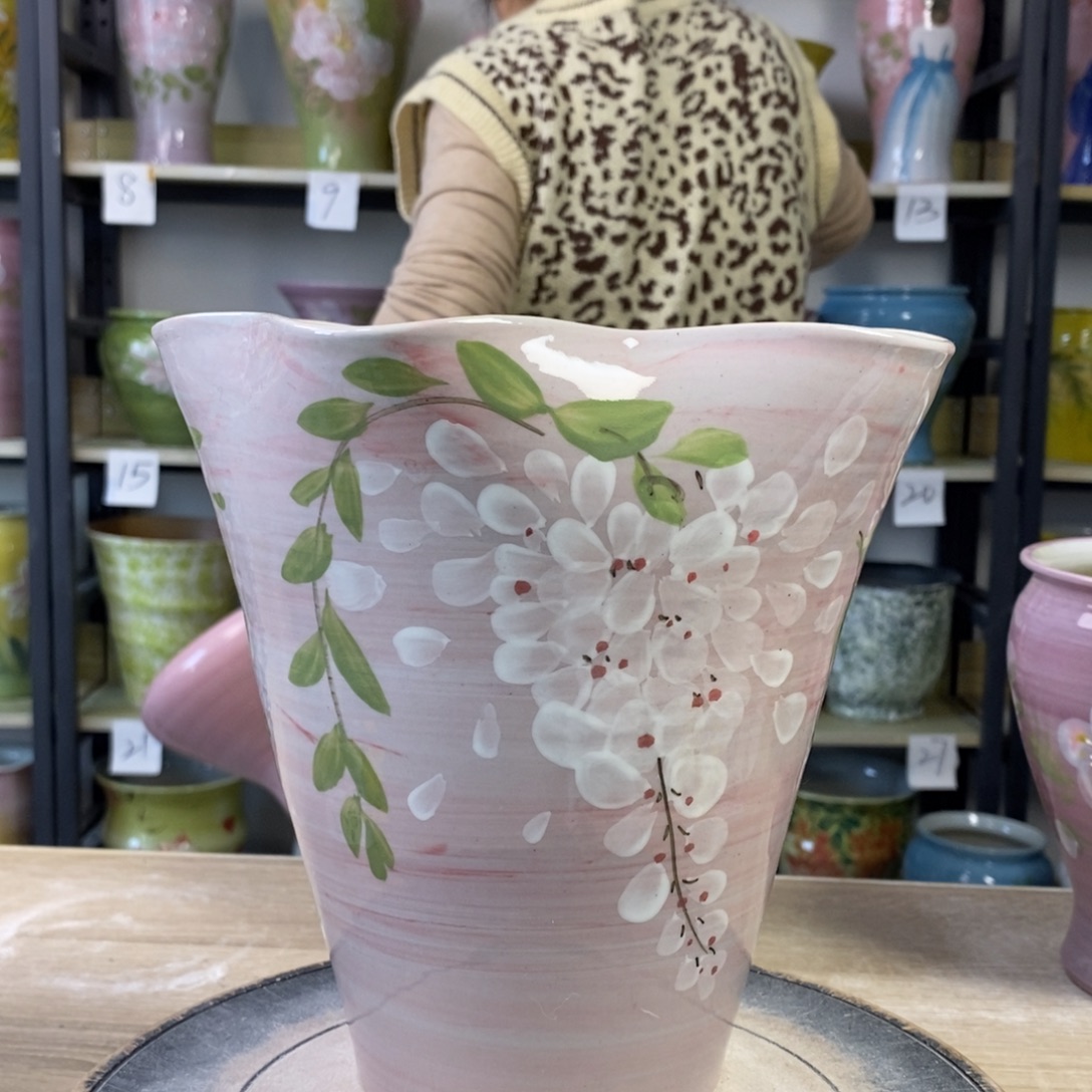 景德镇手工手绘陶瓷花盆