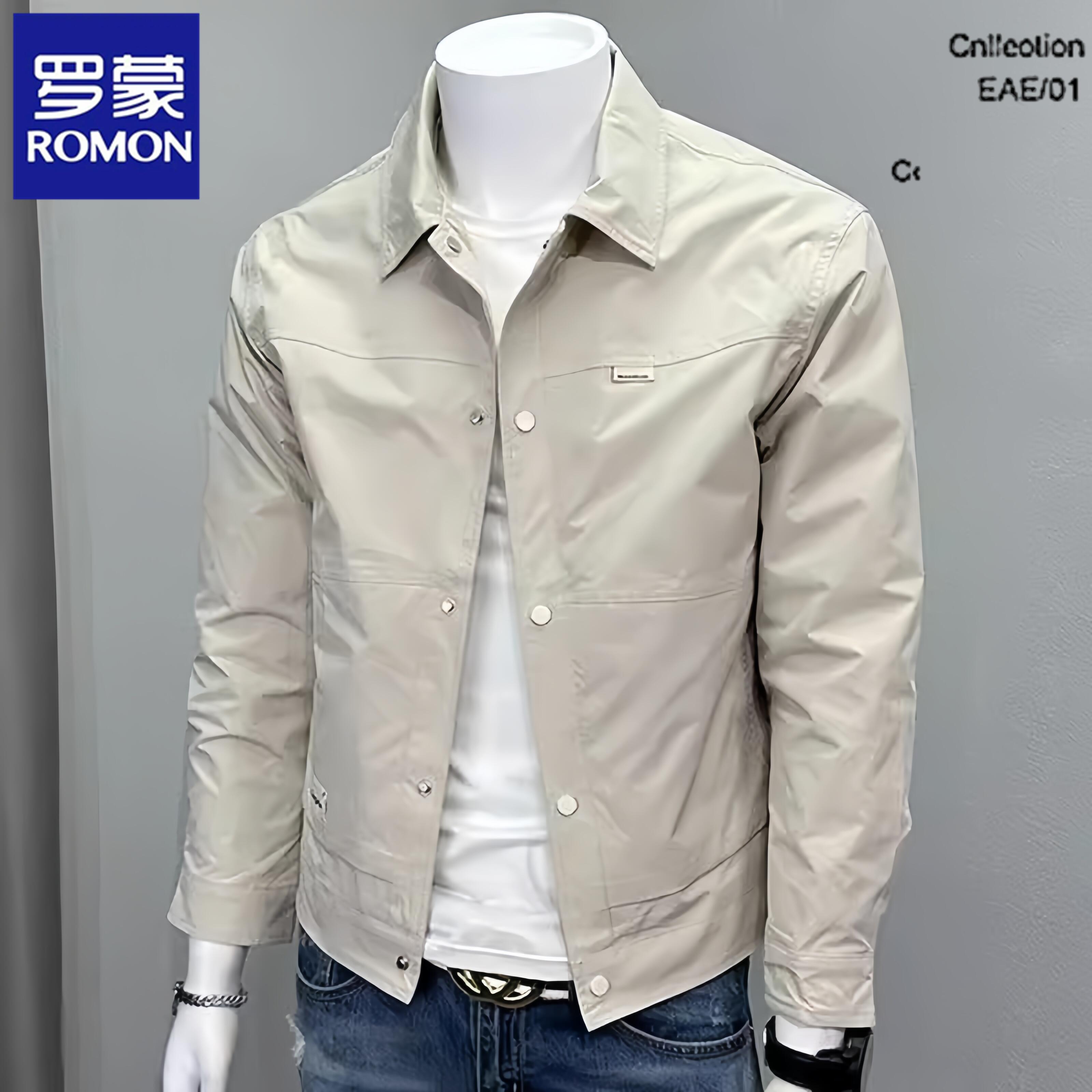 罗蒙新款网红男士秋冬工装翻领商务休闲宽松行政夹克衫外套爸爸装