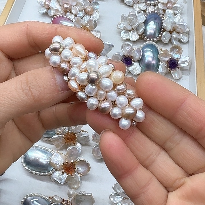 淡水珍珠发饰银S925镶嵌