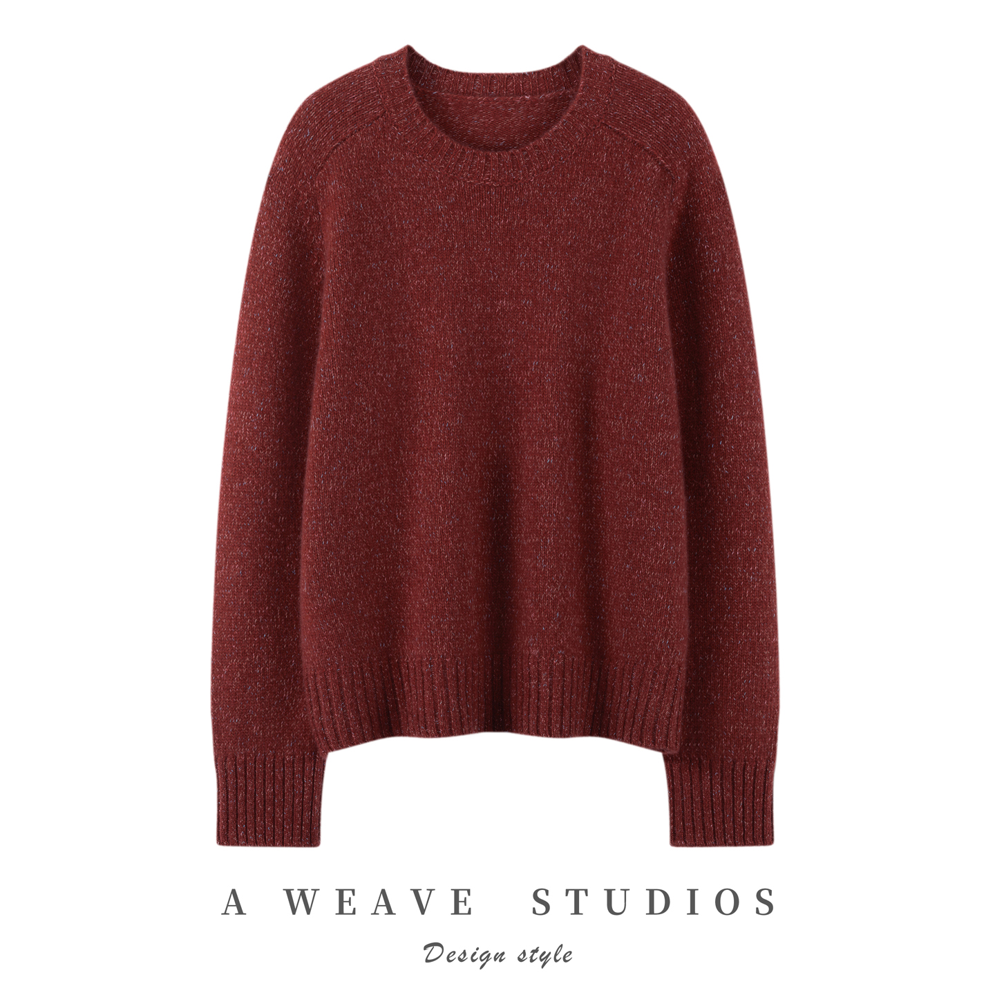 秋冬新品女士100%山羊绒花式纱羊绒衫圆领马鞍肩加厚三股套头衫