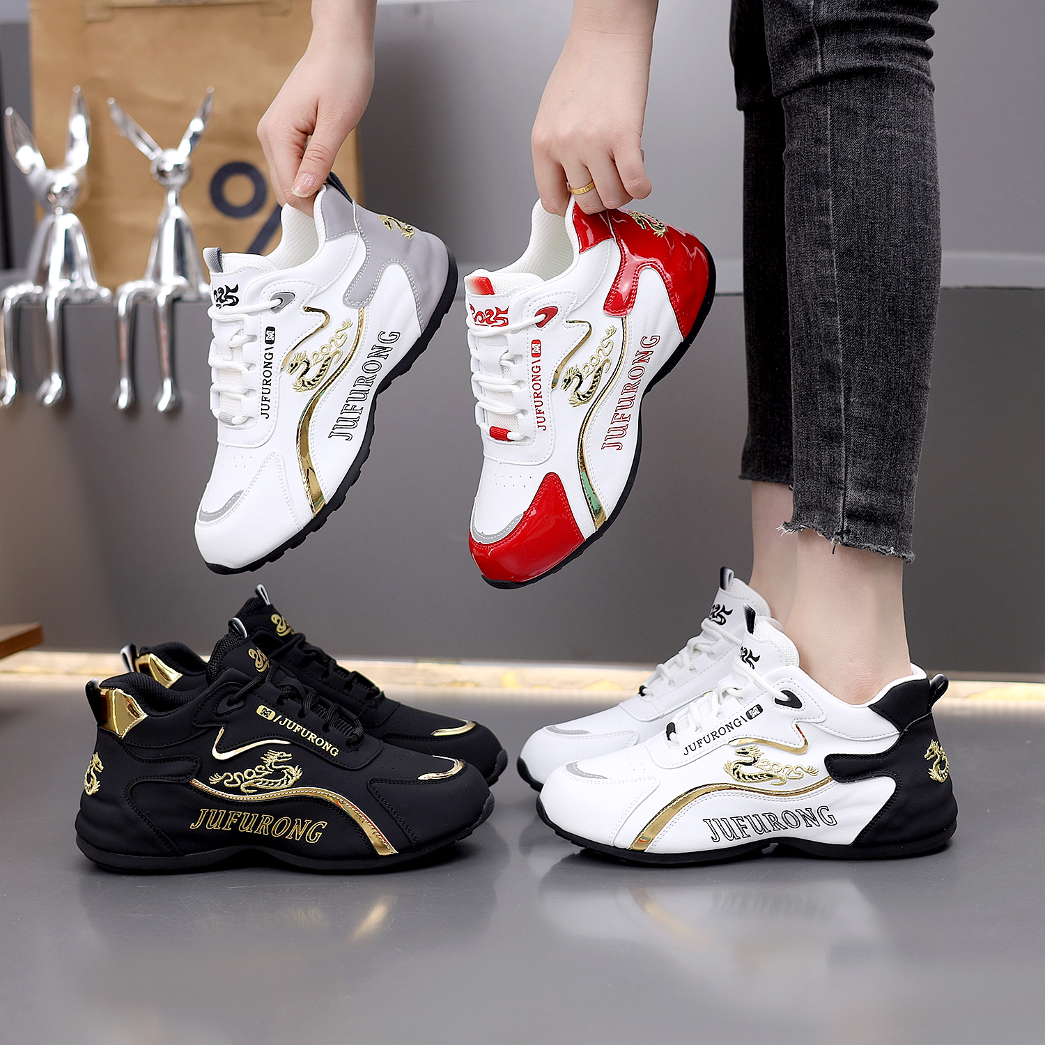 2025新款包底鞋百搭轻便运动鞋情侣款时尚百搭厚底增高跑步鞋7859