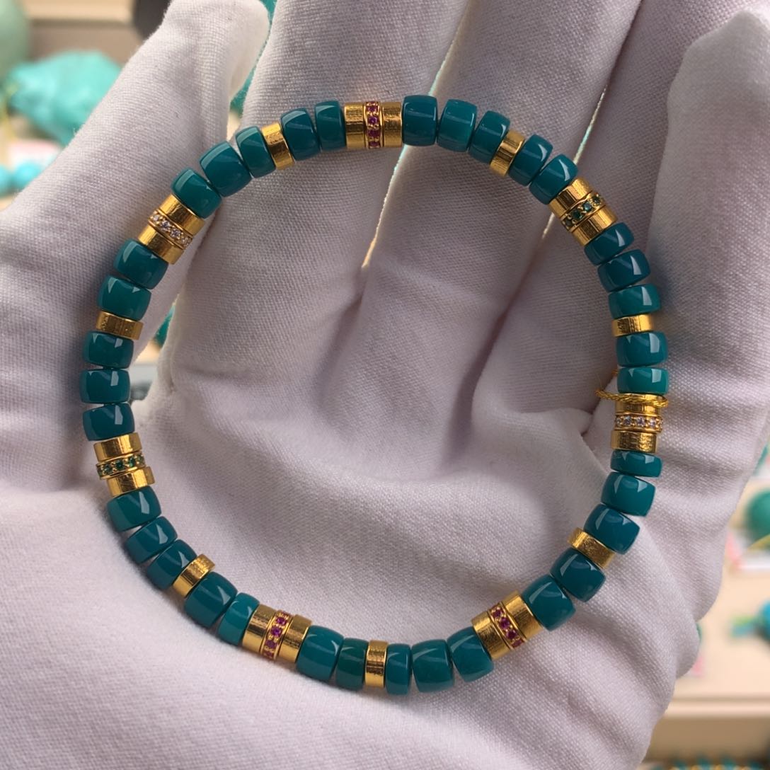 绿松石珠宝奇石18K金镶嵌