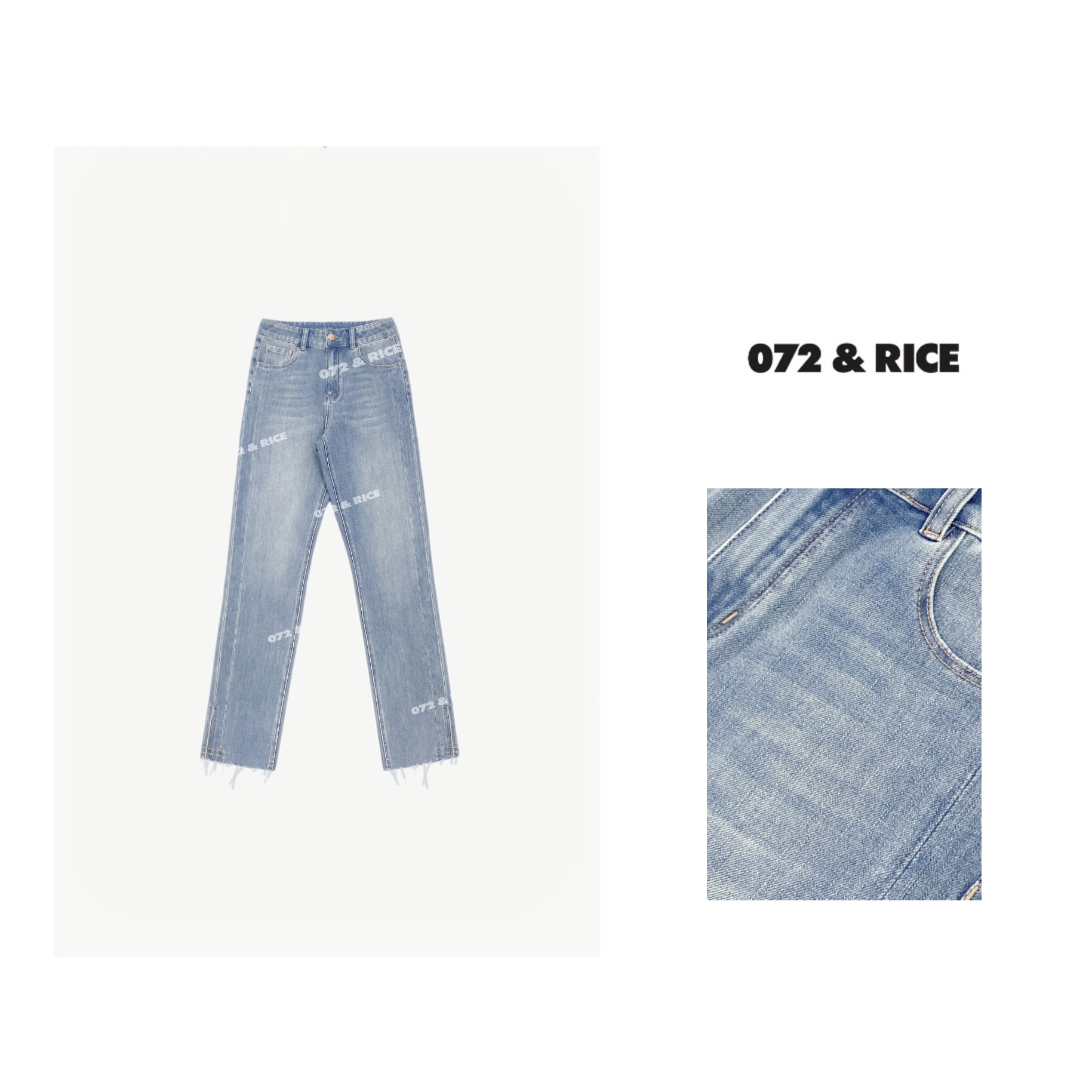  072 & RICE【碎碎冰】春季休闲水洗直筒牛仔九分裤 CB041