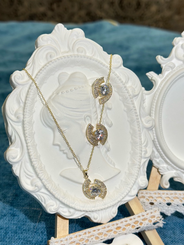 铜合金项链 铜合金项链时尚首饰套装金色轻奢