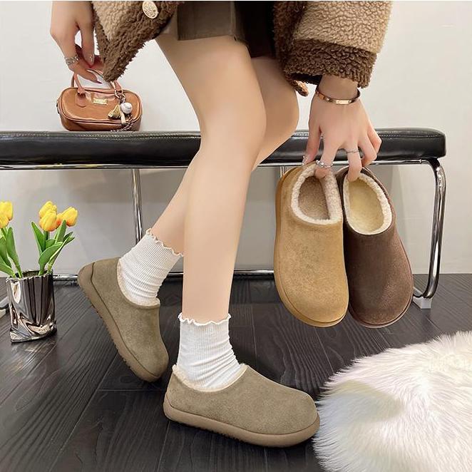 【加厚版】小土豆女款保暖厚底平跟羊羔绒休闲勃肯鞋时尚雪地靴3385