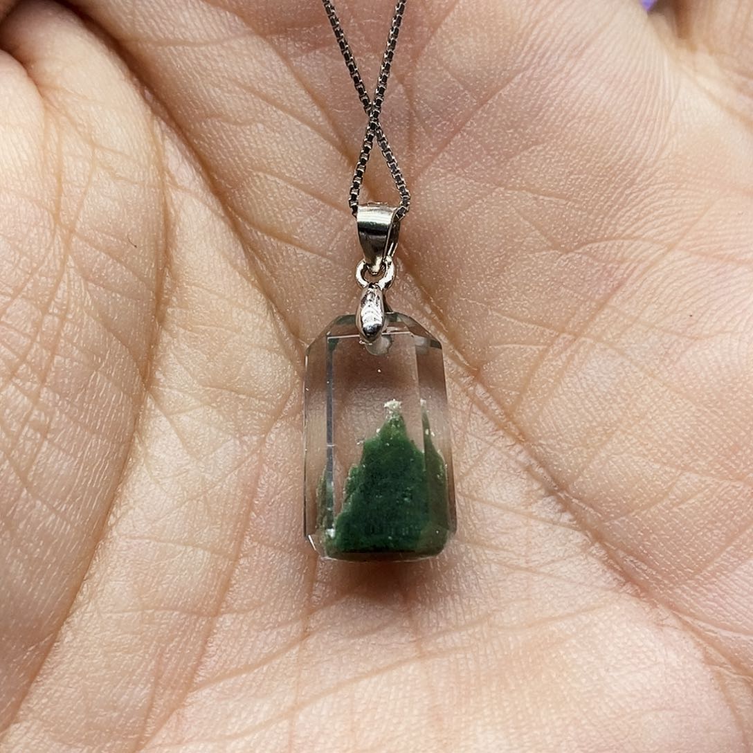 水晶吊坠银S925镶嵌吊坠