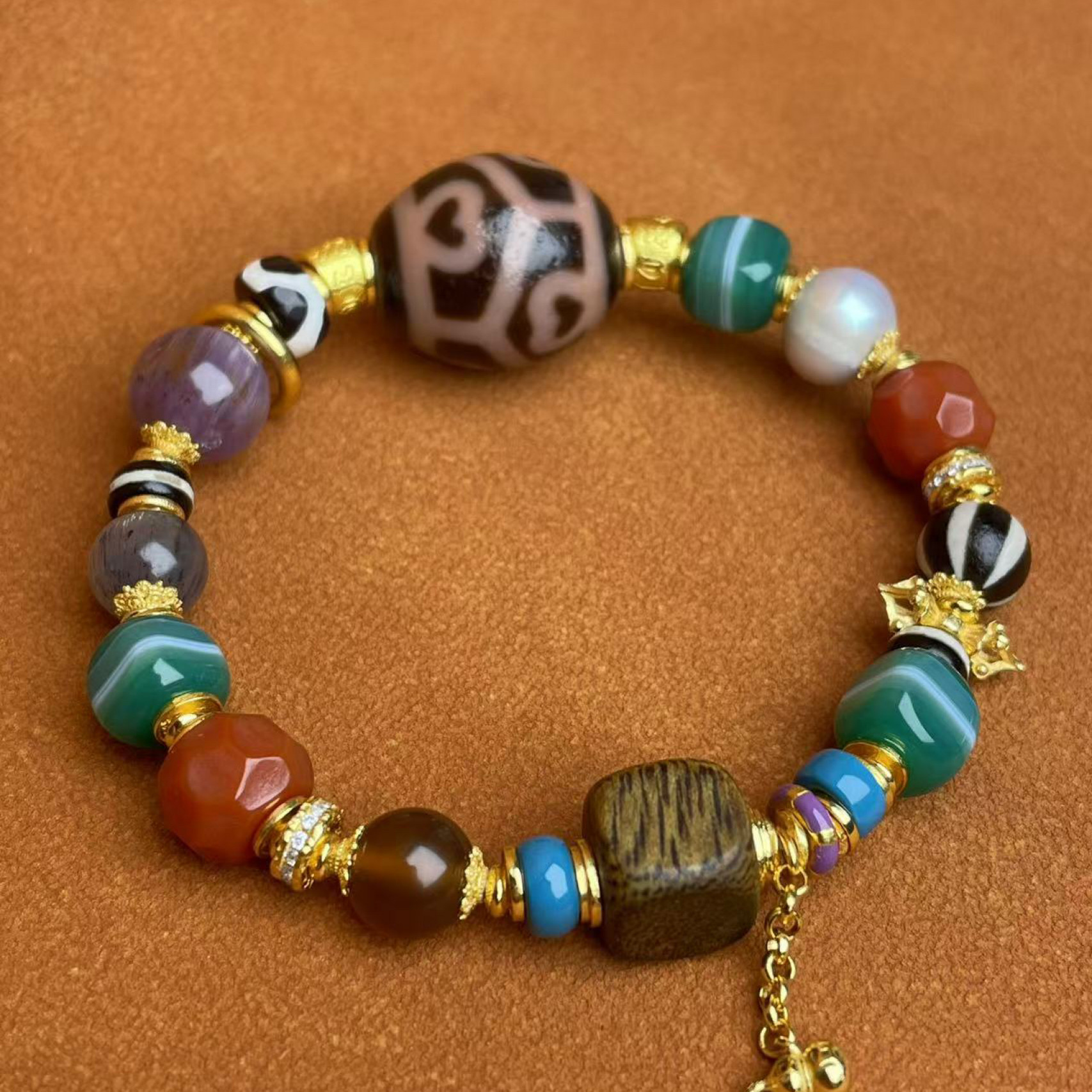 小青|手工设计富甲莲心玛瑙手串多样性发一6573B