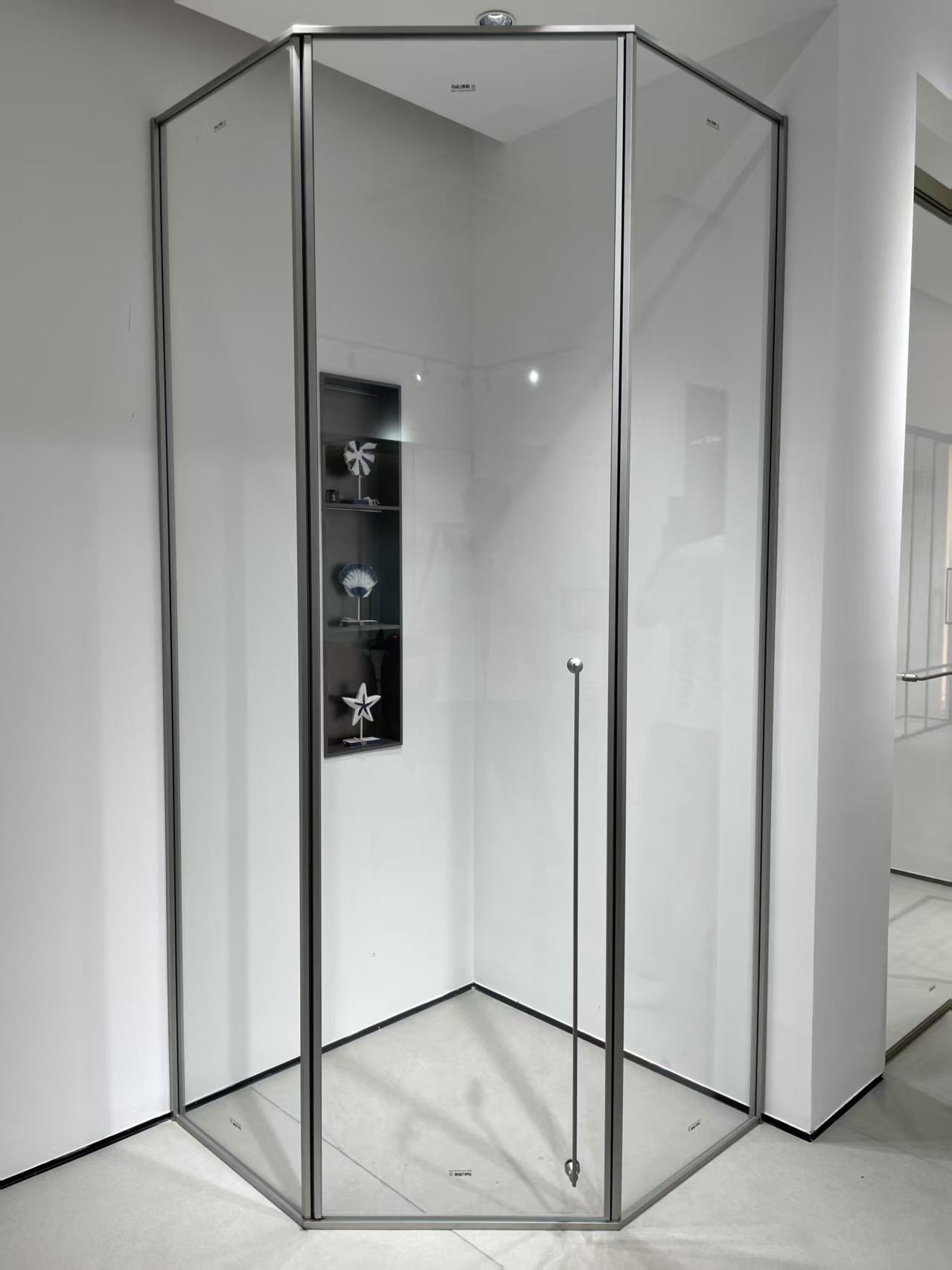 钻石型平开门全包框极窄边淋浴房卫生间干湿分离隔断