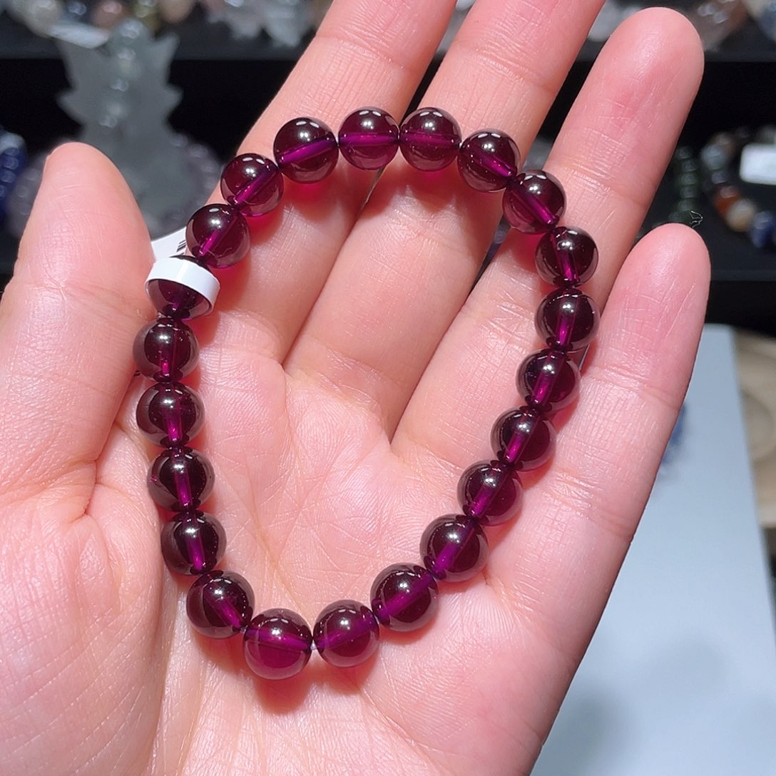 石榴石手链未镶嵌可****)紫牙乌手链，晶体通透