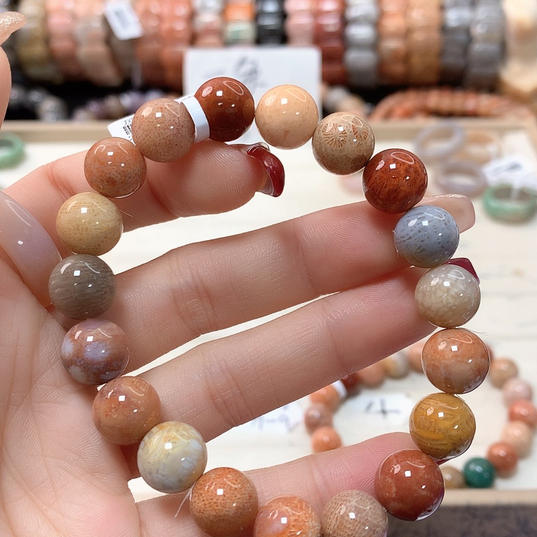 硅化珊瑚（珊瑚玉）手链未镶嵌辞****）795