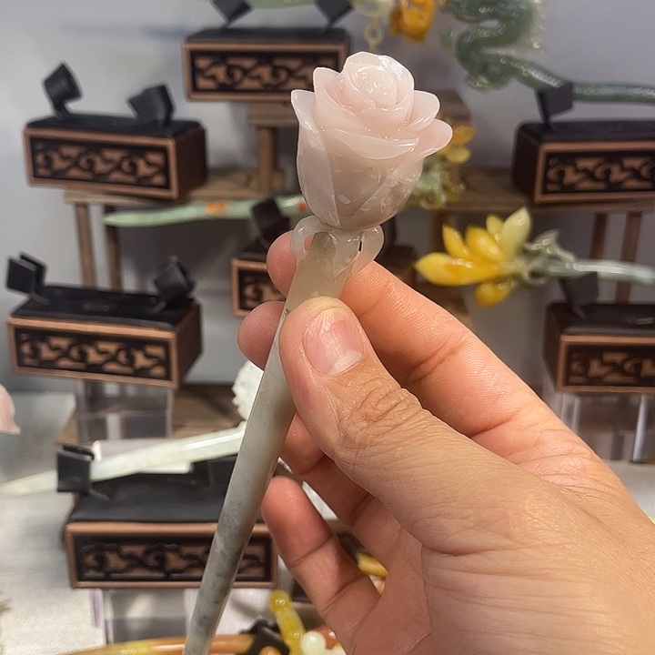 岫玉玉雕发簪未镶嵌
