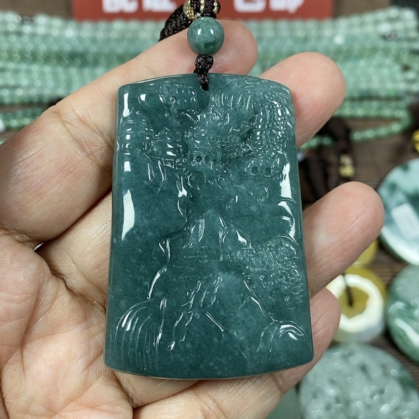 【闪购商品】翡翠颈饰未镶嵌玉吊坠翡翠玉双面山水龙牌