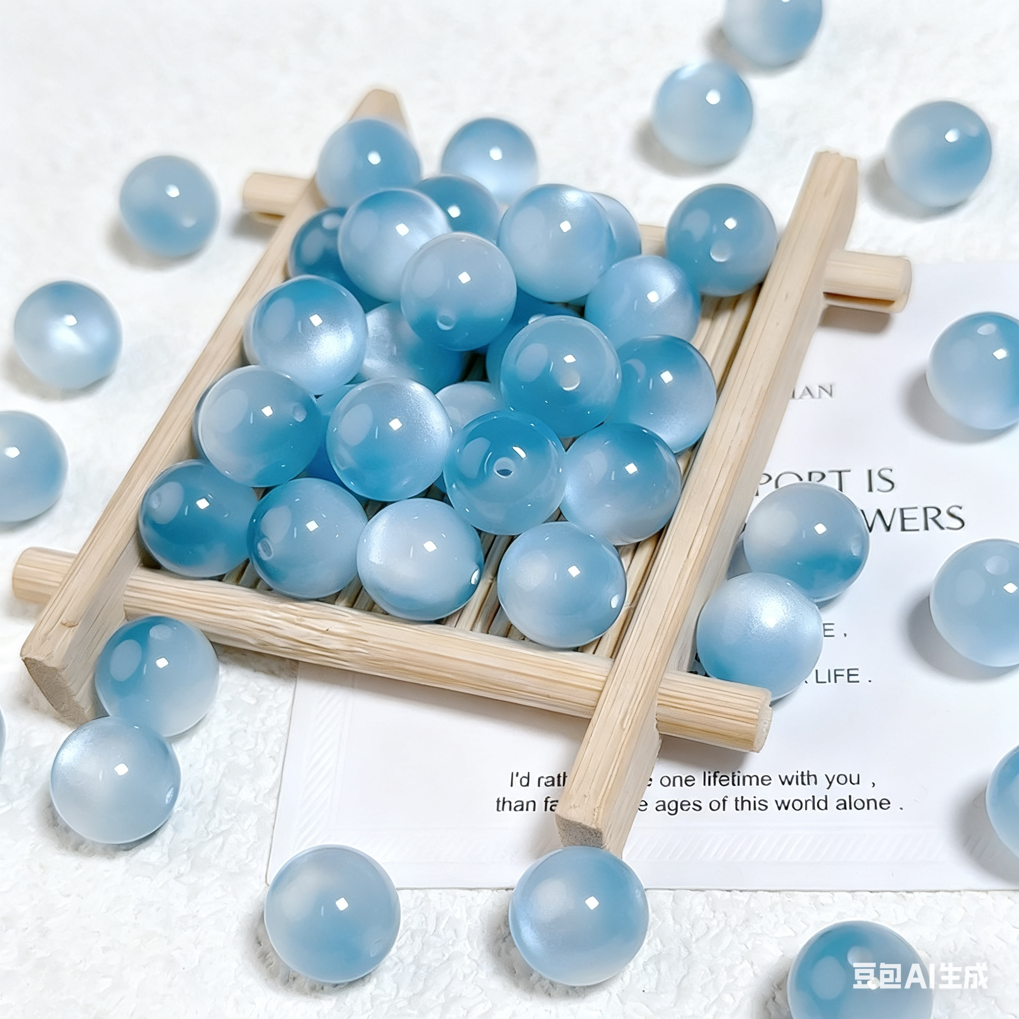 树脂手链 （自选色）12mm彩色猫眼顶珠