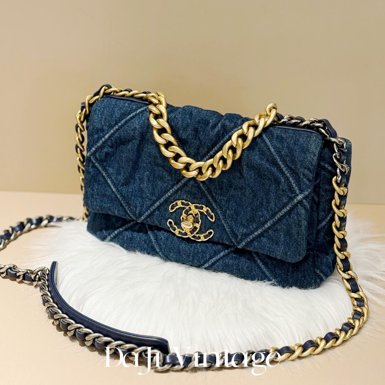 99新 Chanel/香奈儿 大吉中古/香奈儿19bag丹宁小号斜挎包