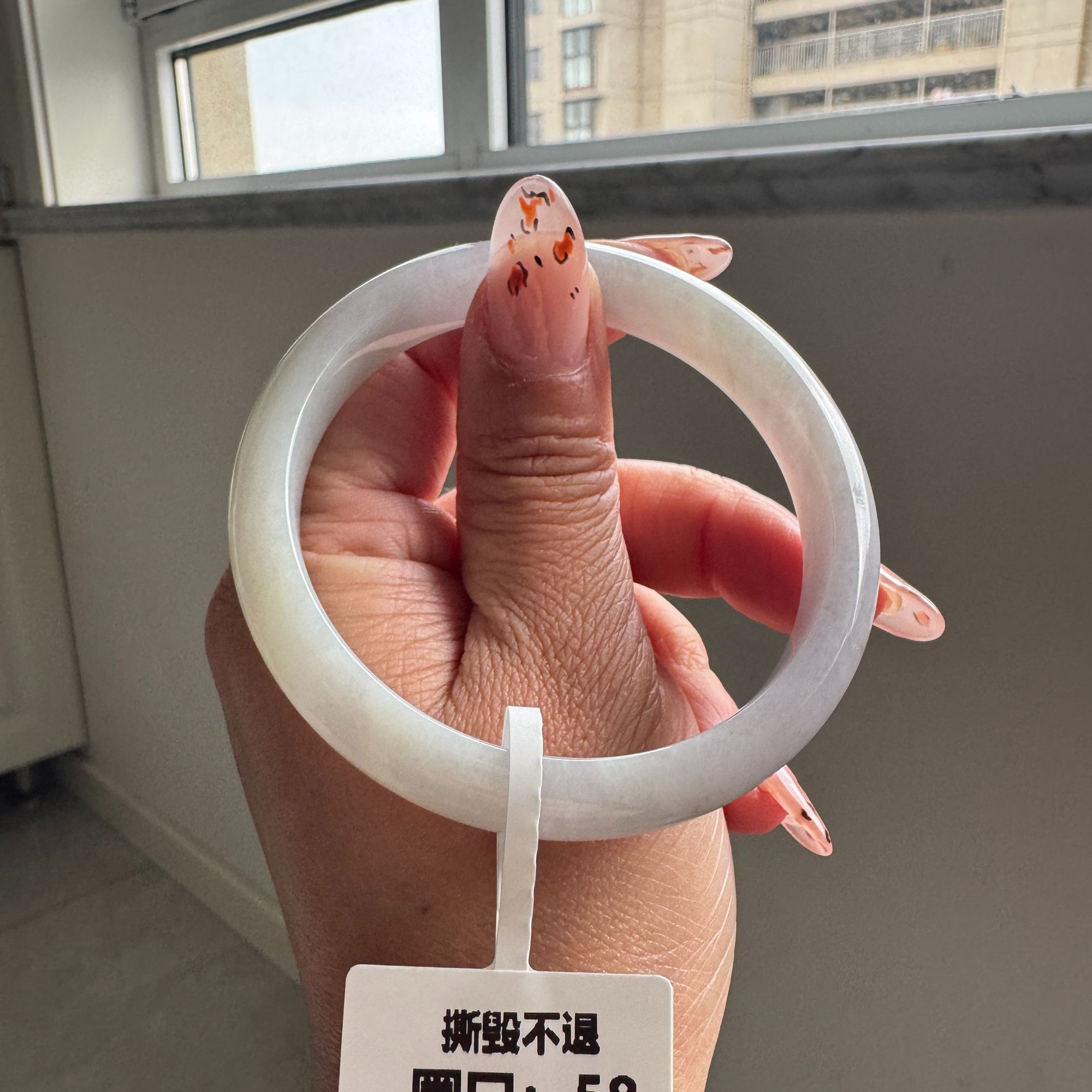 58正圈老坑老料糯化春彩镯天然缅甸A货翡翠手镯送证书D918  