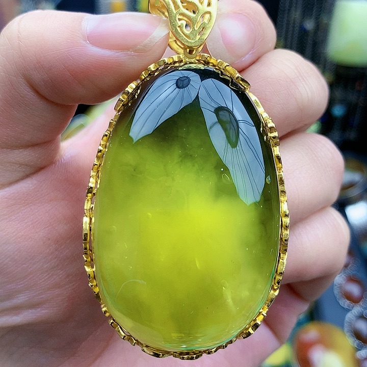 琥珀裸石银S925镶嵌安*绣坠