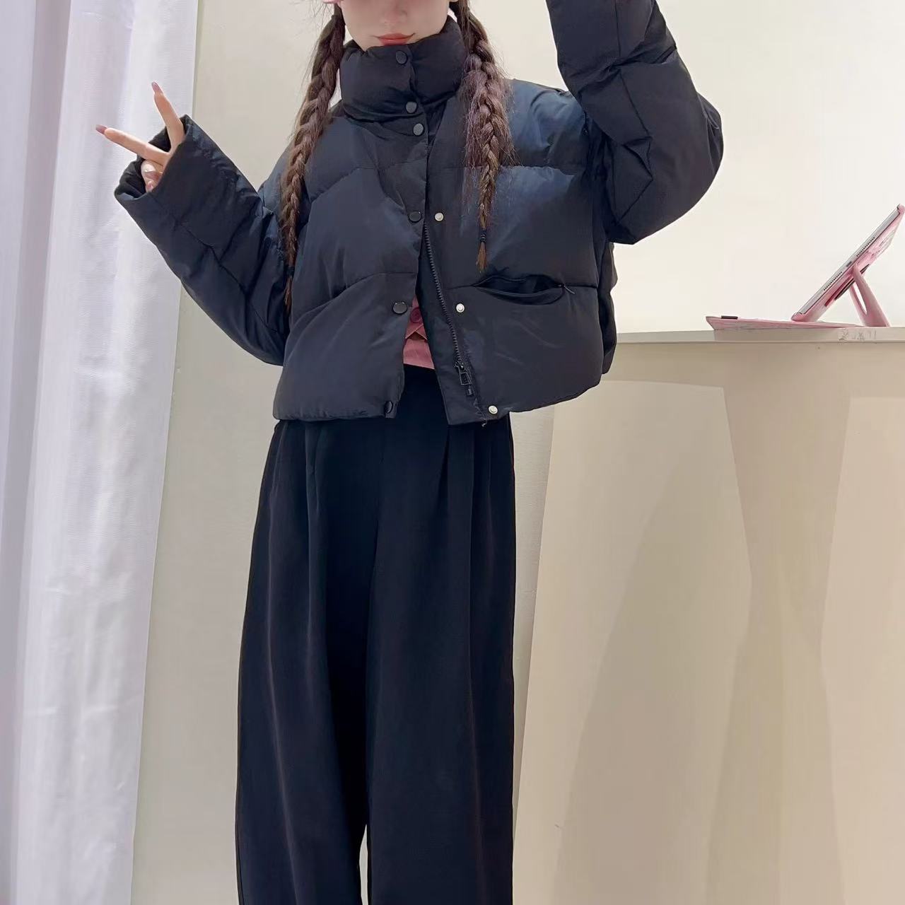 412260《黑》精选韩版冬季百搭舒适休闲洋气羽绒服