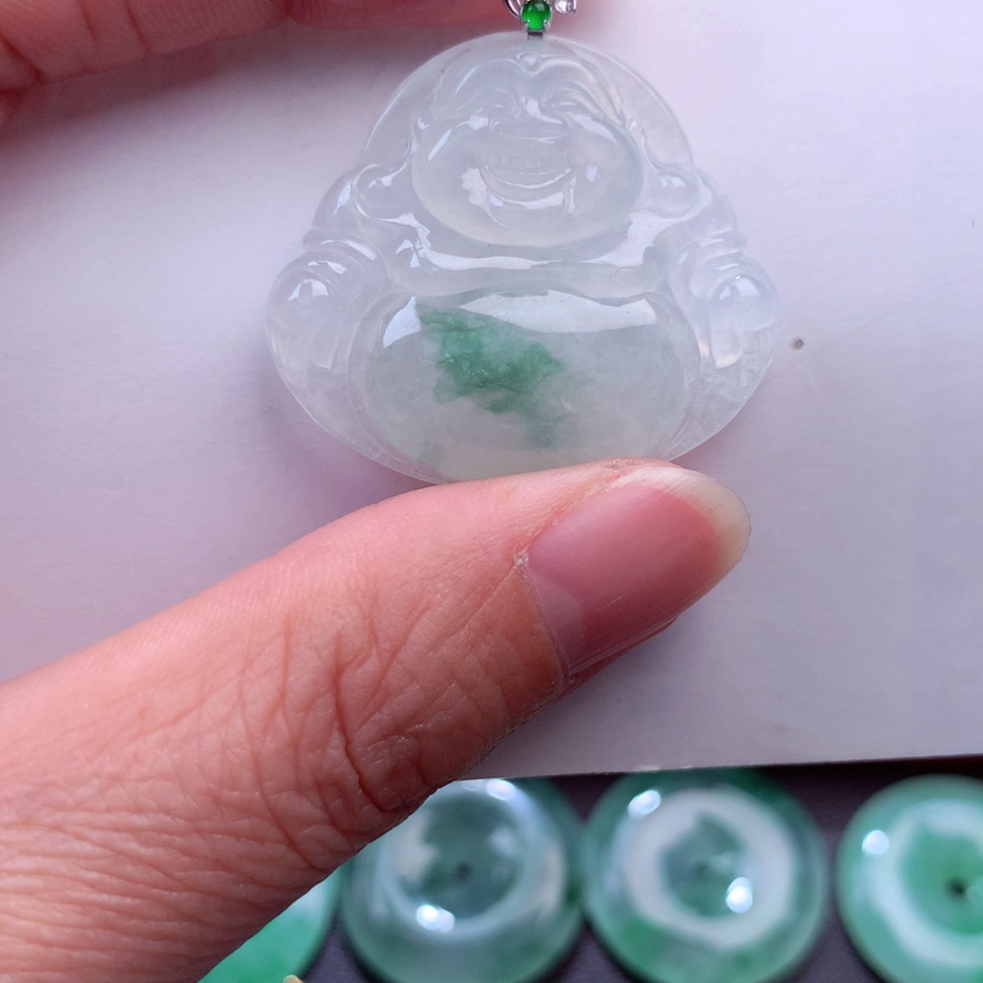 翡翠吊坠(不含链)18K金镶嵌