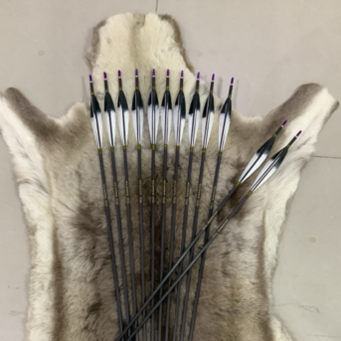 意在金标纯碳箭6寸水墨黑羽 真羽箭传统弓推荐使用