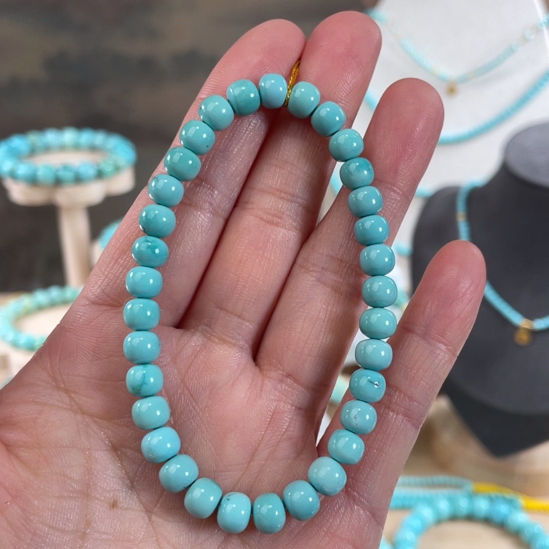 绿松石未镶嵌套链6+精品玉化手串