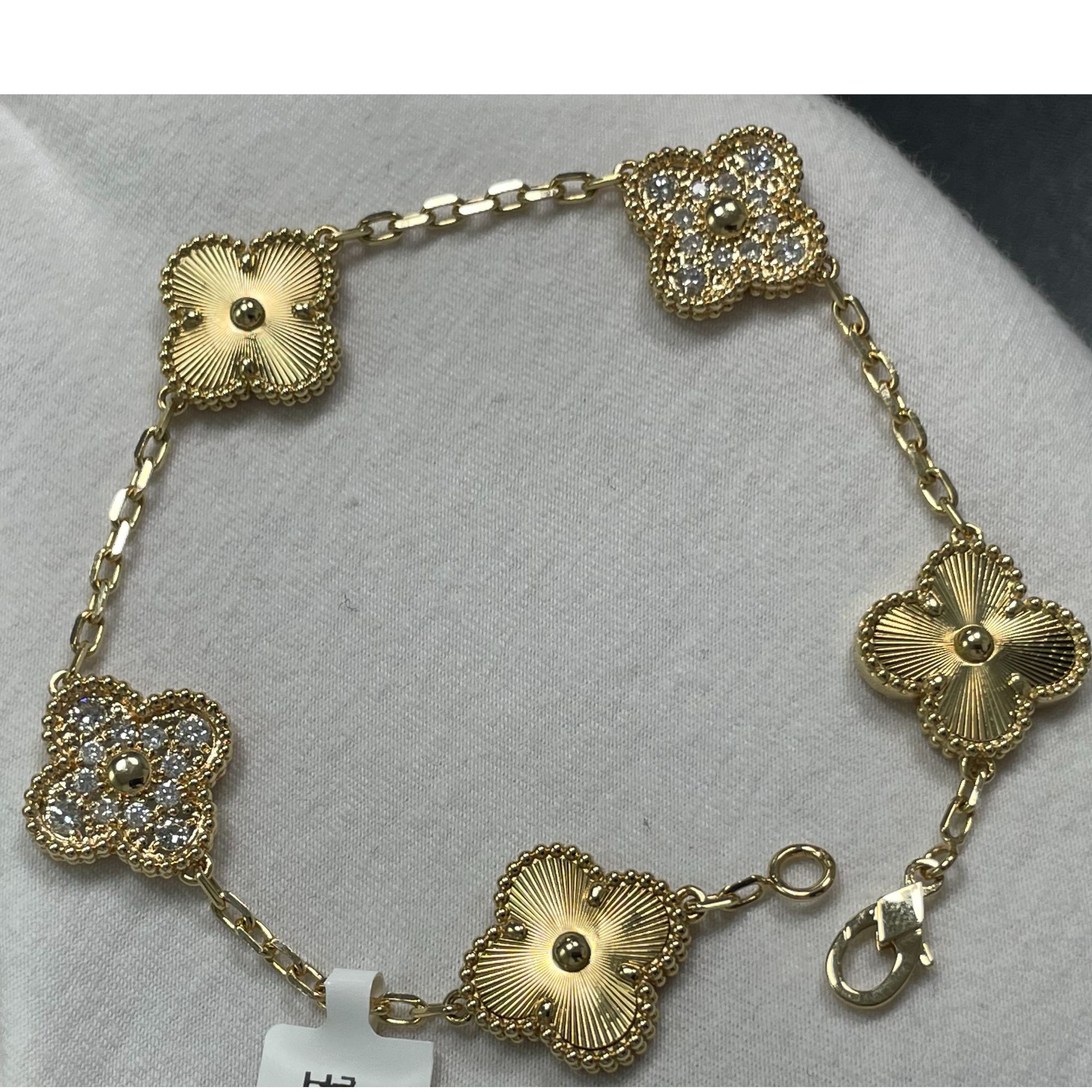 （双12）18k金五花镭射3+2满钻手链    多样性发一件