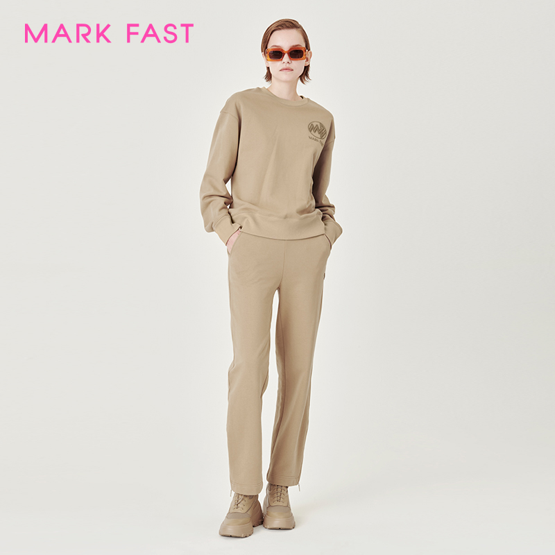 MARKFAST设计师品牌百搭圆领徽标刺绣卫衣情侣款2022秋M1CFU25520