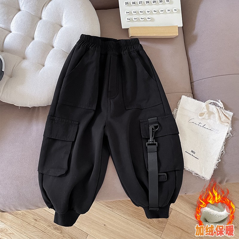 【现货】男童纯棉裤子冬装儿童工装裤休闲加绒中小童长裤潮休闲裤