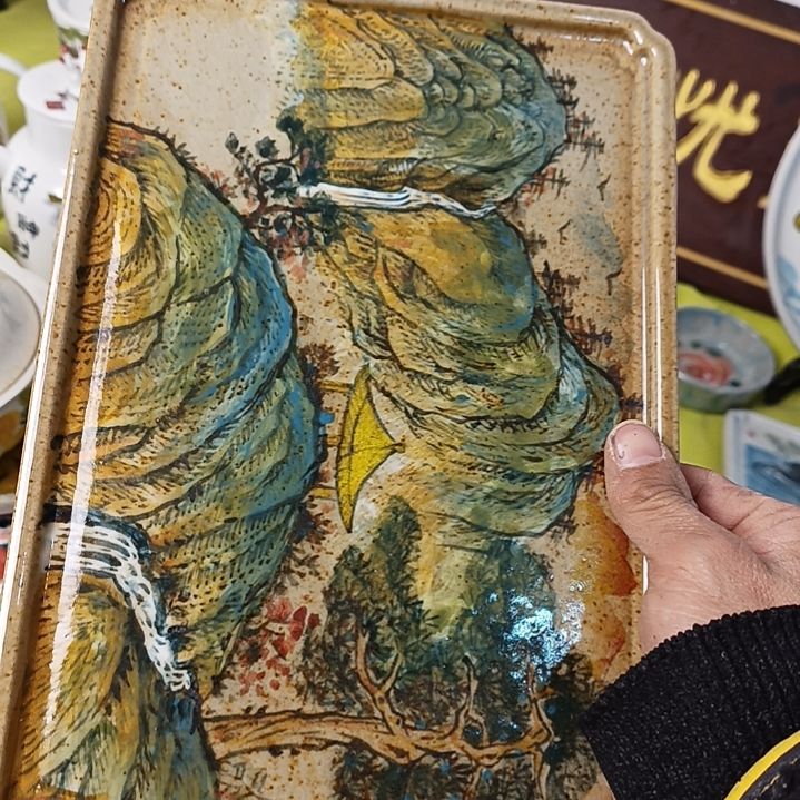 盘景德镇手绘釉下彩手绘