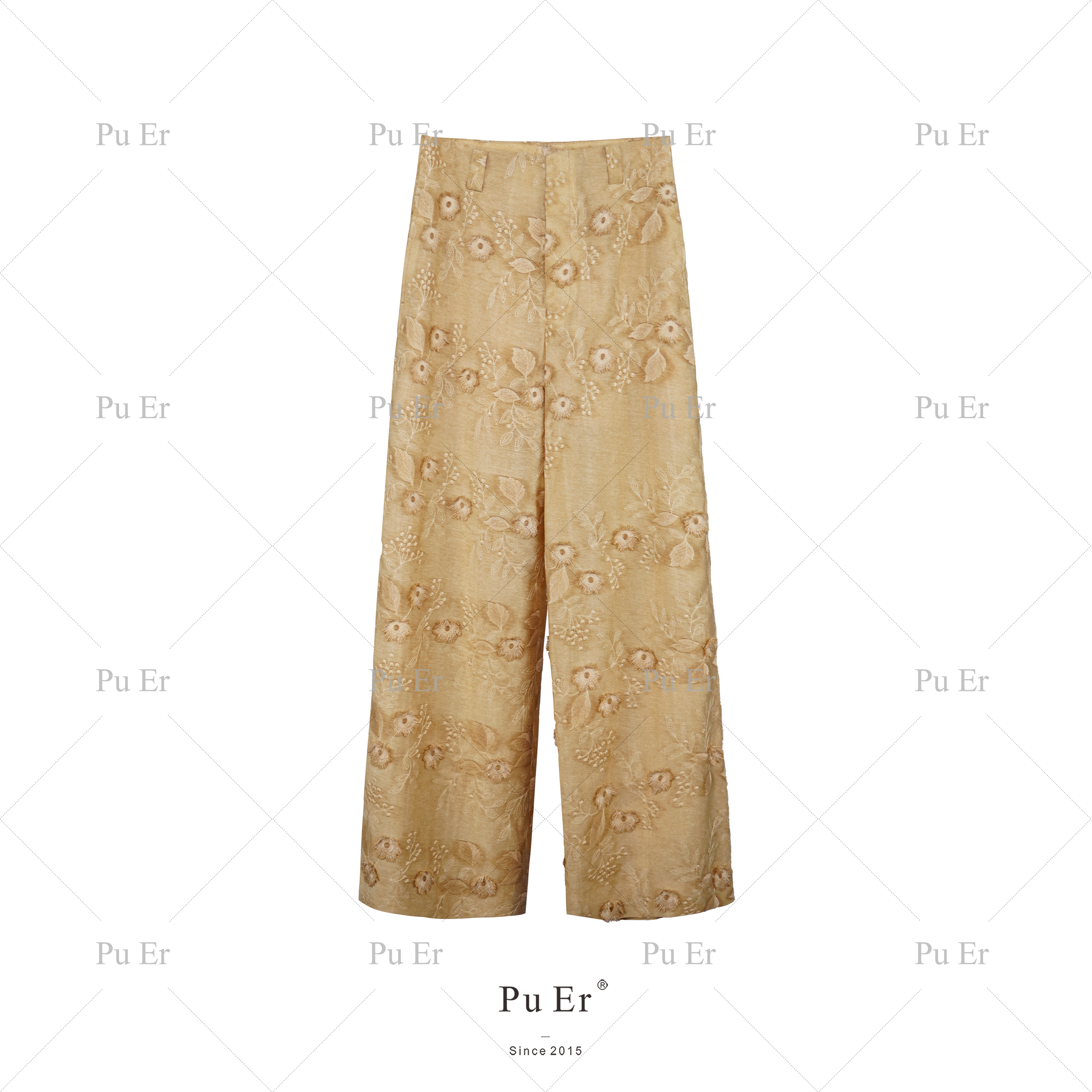 特价款-璞迩立体刺绣花朵阔腿裤