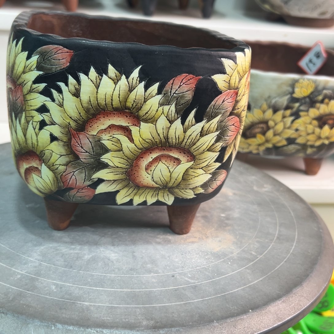 花盆紫砂手绘花盆28