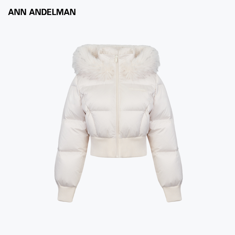 ANN ANDELMAN 25冬季新款可拆卸毛绒领连帽女短款保暖羽绒服