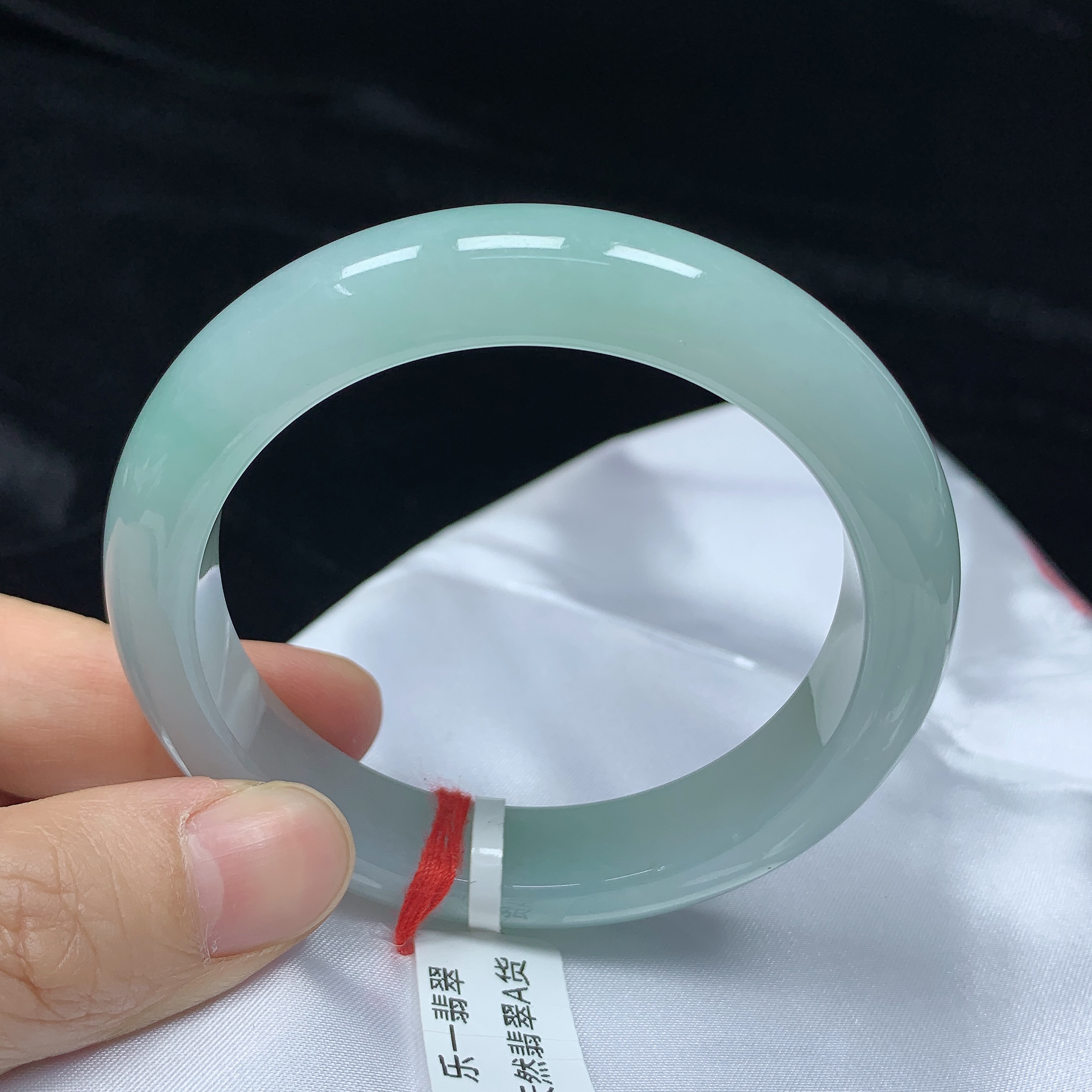 56圈缅甸天然翡翠A货正圈手镯女款时尚少女百搭平安镯玉镯无裂