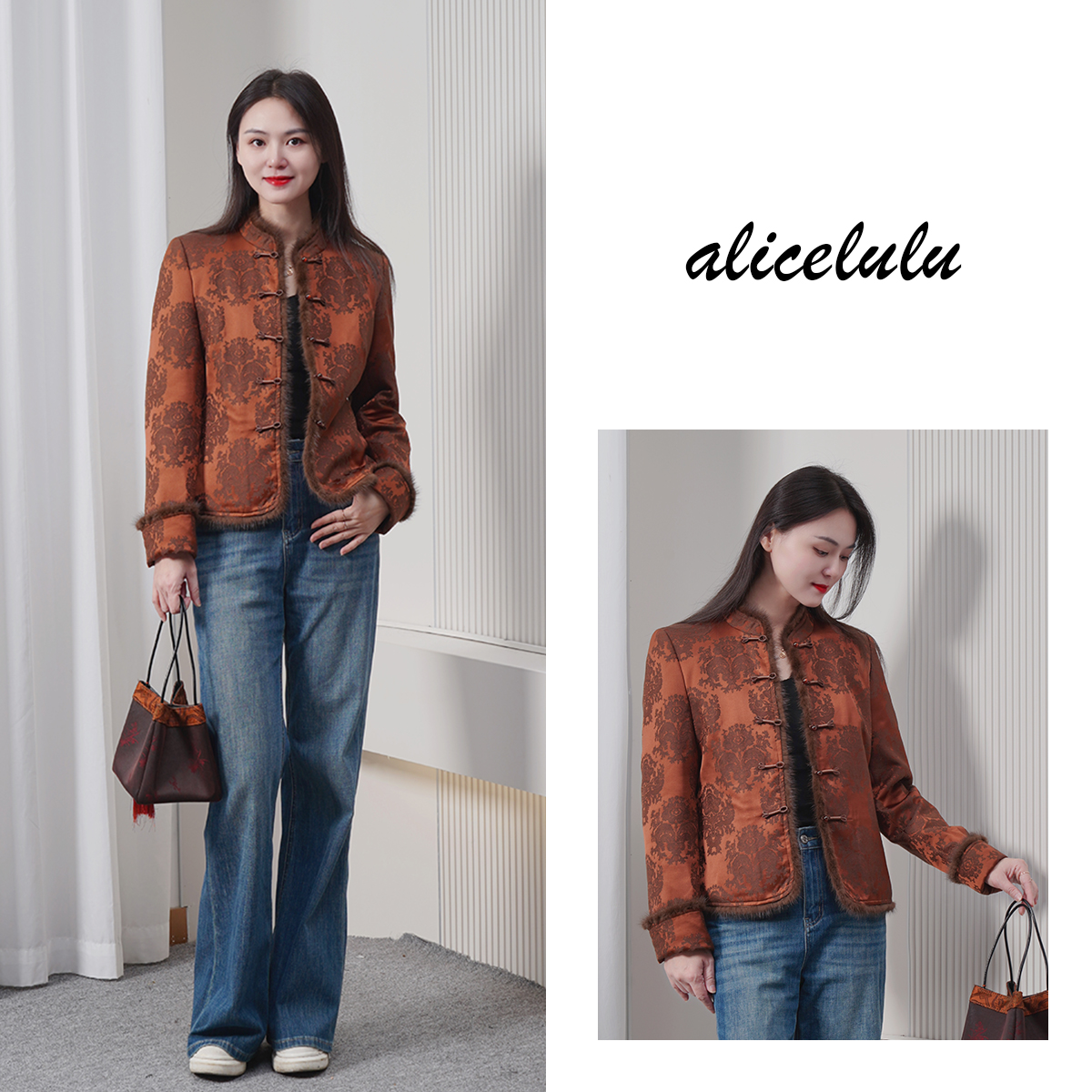 alicelulu 锦绣缘.新中式保暖短外套 气质优雅 S2145627E