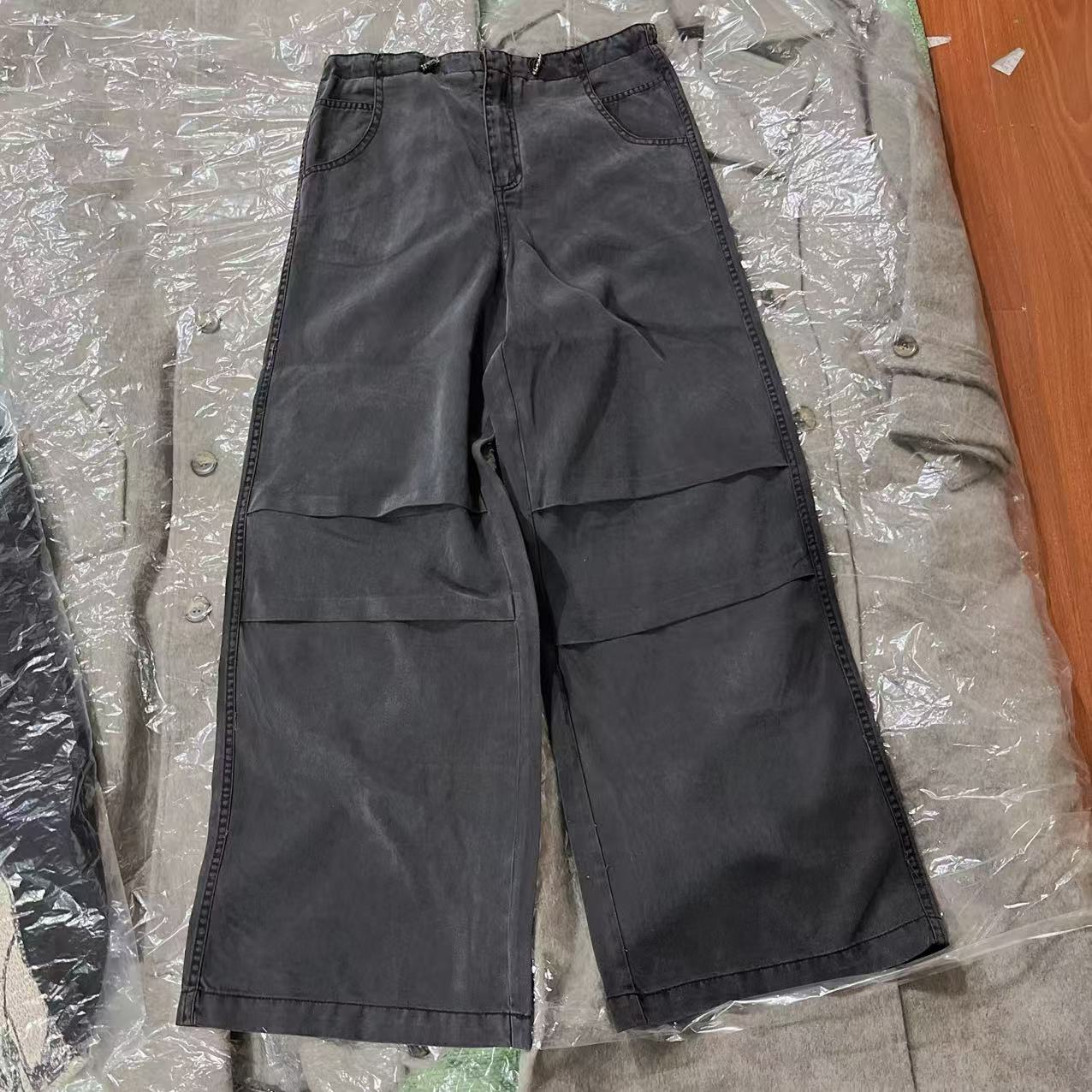 622937 美式工装裤女夏季新款薄款显瘦梨形身材高腰阔腿休闲裤子