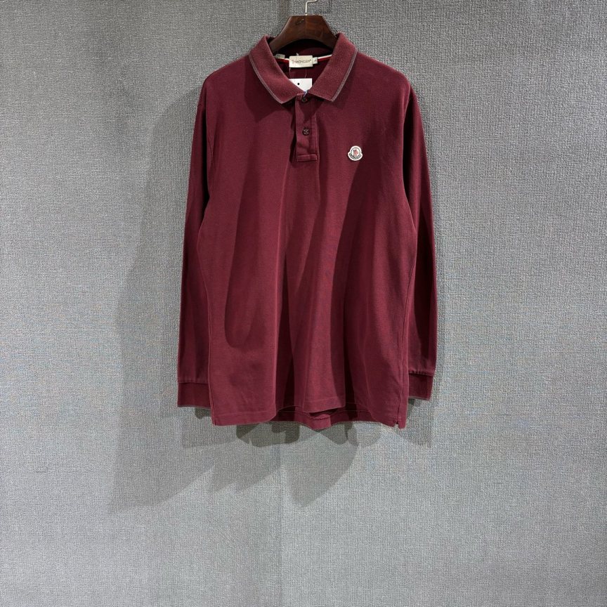 99新 MONCLER 盟可睐（pm）酒红色Polo衫长袖 L码/7061
