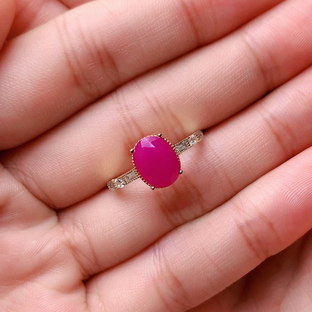 红宝石戒指银S925镶嵌